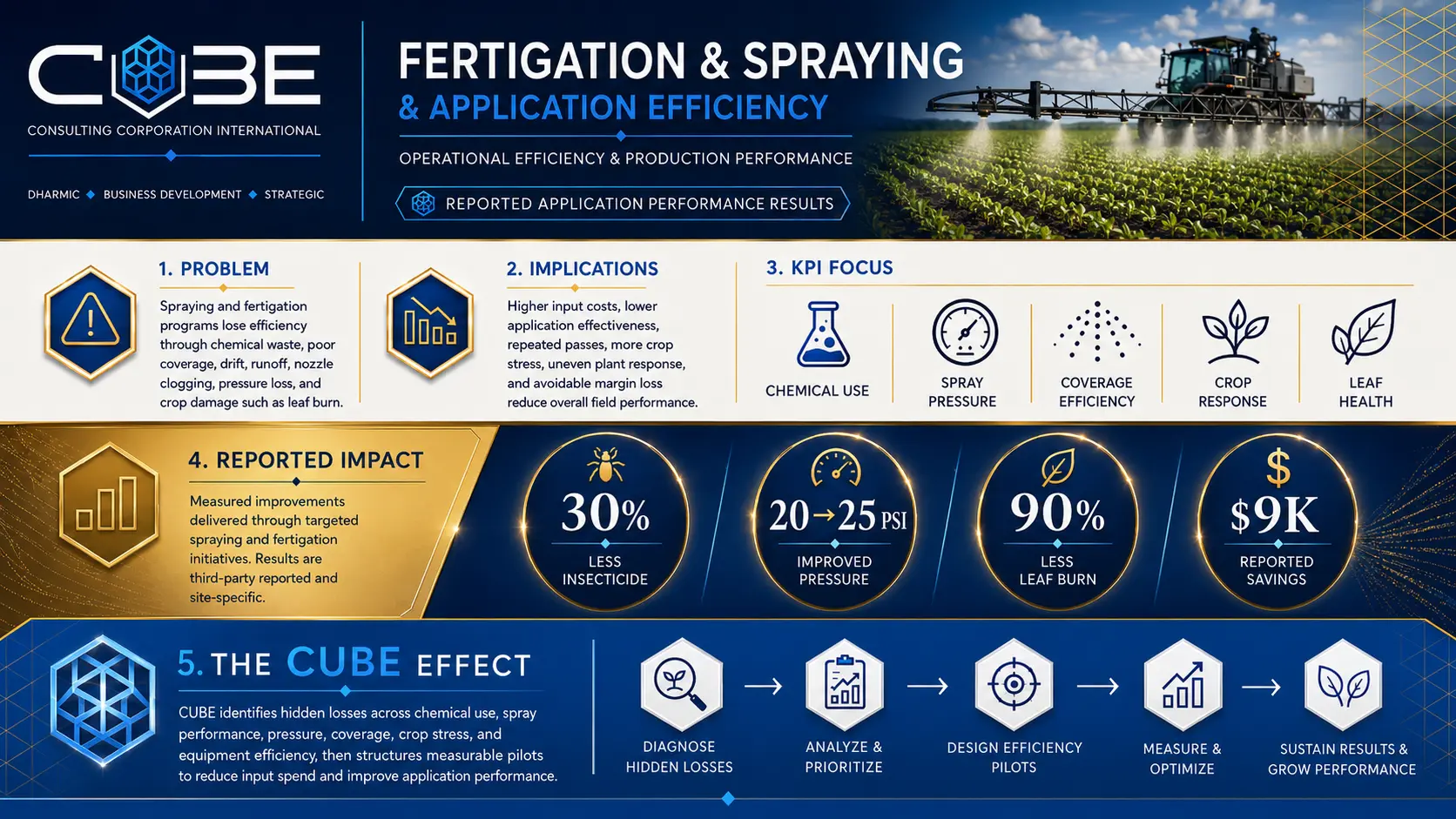Fertigation and spraying application efficiency infographic