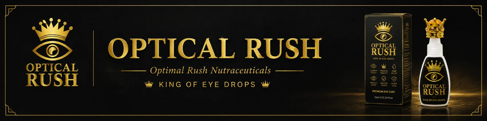 OPTICAL RUSH — Optimal Rush Nutraceuticals, King of Eye Drops brand banner
