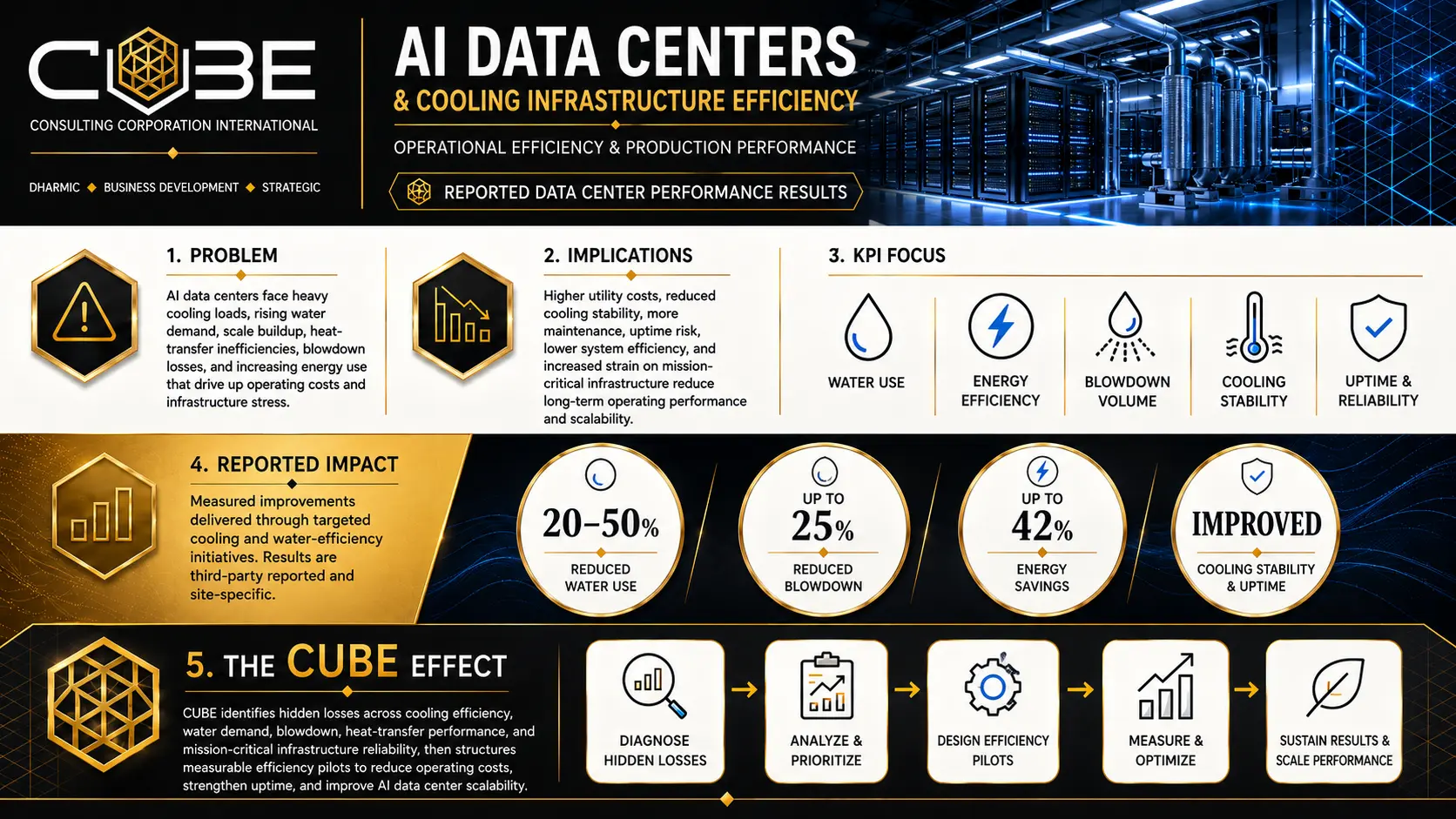 AI data centers and cooling infrastructure efficiency application infographic