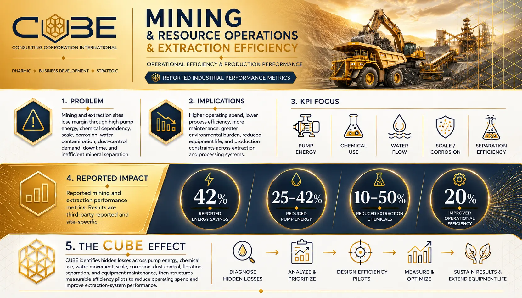 Mining and resource operations efficiency infographic